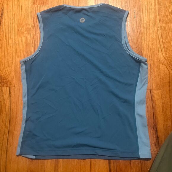 Marmot Blue exercise sleeveless workout tank Size M P2P = 18.25" - Picture 2 of 11